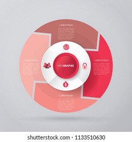 vector circle for infographic template, pie charts red with 4 steps