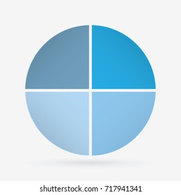 vector circle for infographic template, pie charts blue with 4 steps