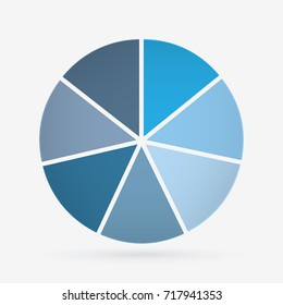 Vector Circle For Infographic Template, Pie Charts Blue With 7 Steps