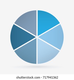 vector circle for infographic template, pie charts blue with 6 steps