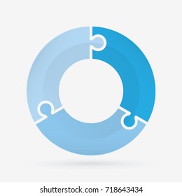 vector circle for infographic template, pie charts blue with 3 steps