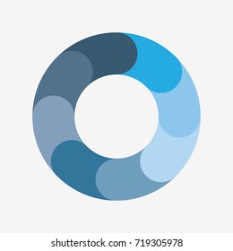 vector circle for infographic template, pie charts blue with 8 steps