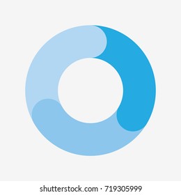 vector circle for infographic template, pie charts blue with 3 steps