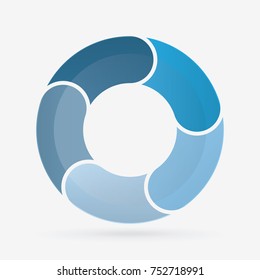 vector circle for infographic template, pie charts blue with 5 steps