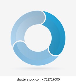 vector circle for infographic template, pie charts blue with 3 steps