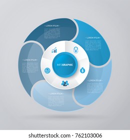 vector circle for infographic template, pie charts blue with 5 steps
