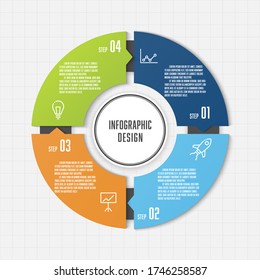 Vector circle infographic template for presentation.Round chart with concept business 4 step.