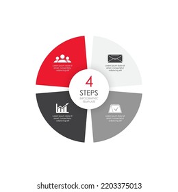 Vector circle infographic template for round diagram, graph and web design. Business concept with 4 steps, options or processes. Isolated on white background.