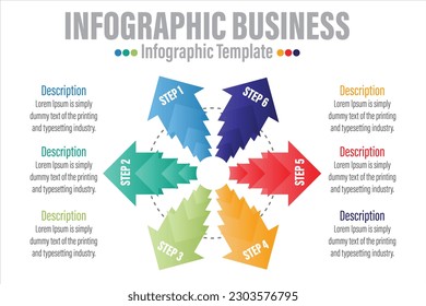 Vector circle infographics set. Template for diagram, graph, presentation and chart. Business concept with Six 6 Steps, Six 6 options, parts, steps or processes. Abstract background.