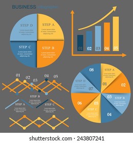 Vector circle infographics set. Template for diagram, graph, presentation and chart.