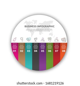 Vector Circle Infographics. Template With 8 Options. Eight Steps For Diagrams, Flowchart, Timeline, Education, Web Design, Presentation