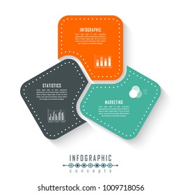 Vector circle infographics template for round chart, diagram, web design, presentation, workflow layout. Business concept with 3 options, parts, steps or processes