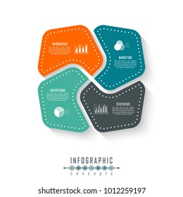 Vector circle infographics template for round chart, diagram, web design, presentation, workflow layout. Business concept with 4 options, parts, steps or processes