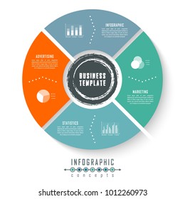 Vector circle infographics template for round chart, diagram, web design, presentation, workflow layout. Business concept with 4 options, parts, steps or processes