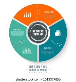 Vector circle infographics template for round chart, diagram, web design, presentation, workflow layout. Business concept with 3 options, parts, steps or processes
