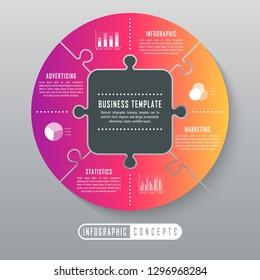 Vector circle infographics template for round chart, diagram, web design, presentation, workflow layout. Business concept with 4 options, parts, steps or processes