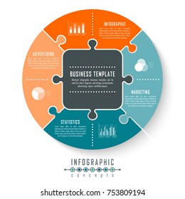 Vector circle infographics template for round chart, diagram, web design, presentation, workflow layout. Business concept with 4 options, parts, steps or processes