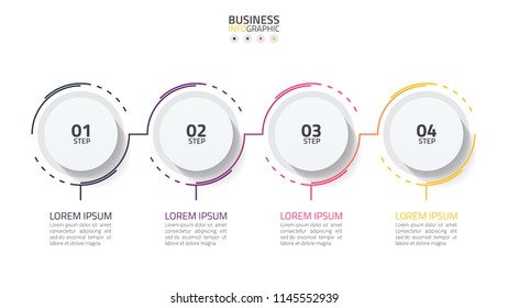 Vector circle Infographics. Timeline with 4 steps, options, lines .Vector linear infographic element.