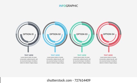 Vector circle infographic.Timeline with 4 options, circles.Vector linear infographic element.Vector eps10 illustration.