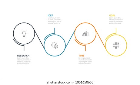 Vector circle infographic.Timeline with 4 steps or options. Vector linear element for presentation.