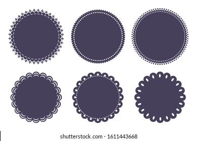 vector circle label set. Openwork, ornate ornament