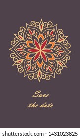 vector circle lace hand drawn oriental ornament card