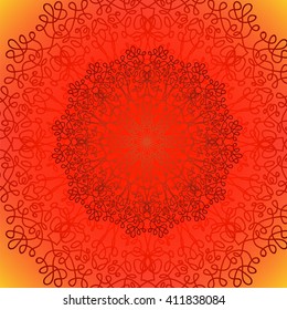 Vector Circle Lace Ornament, Round Ornamental Geometric Doily Pattern, Christmas Snowflake Decoration