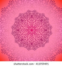 Vector Circle Lace Ornament, Round Ornamental Geometric Doily Pattern, Christmas Snowflake Decoration