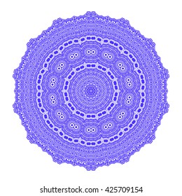 Vector Circle Lace Ornament, Round Ornamental Geometric Doily Pattern, Christmas Snowflake Decoration