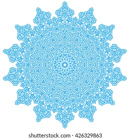 Vector Circle Lace Ornament, Round Ornamental Geometric Doily Pattern
