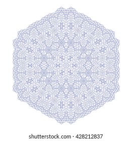 Vector Circle Lace Ornament, Round Ornamental Geometric Doily Pattern