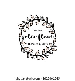 vector circle leaf flowers feminine logo design