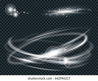 Vector circle light effect with sparkles isolated on black background. For illustration template art design. Transparent light effects