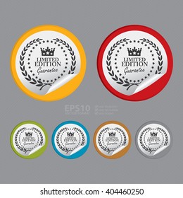 Vector : Circle Limited Edition Guarantee Product Label, Campaign Promotion Infographics Flat Icon, Peeling Sticker, Sign
