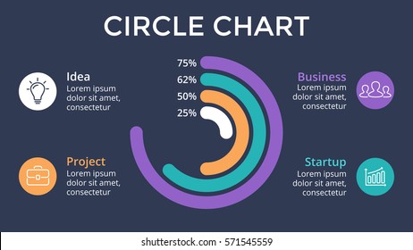 Vector circle lines infographic, cycle diagram, arrows graph, presentation chart. Business concept with 4 options, parts, steps, processes. Marketing strategy.