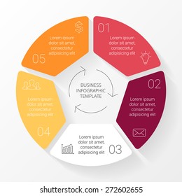 Vector circle lines infographic. Template for cycle diagram, graph, presentation and round chart. Business concept with 6 equal options, parts, steps or processes. Linear graphic.