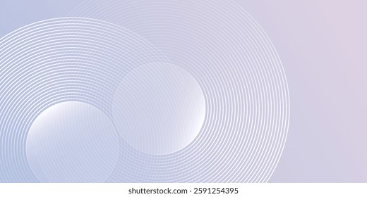 Vector circle lines on light mesh blue an pink background. Geometric stripe line art design for poster, brochure, cover, website, header, web banner, presentation background simple abstract modern