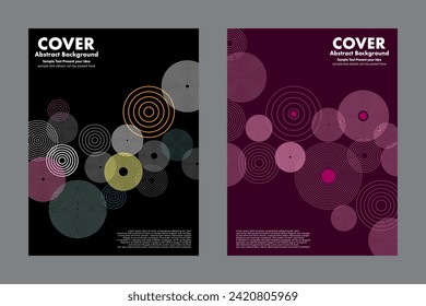 Vector circle lines overlapping on dark background for cover book wallpaper backdrop business website, layout template graphic design, abstract ripple, geometric shapes, modern sound echo music 