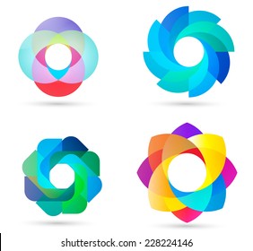 Vector Circle Logo Design Template . Colorful Icon Collection .  Infinite Loop Shape Cycle Creative Symbol . 