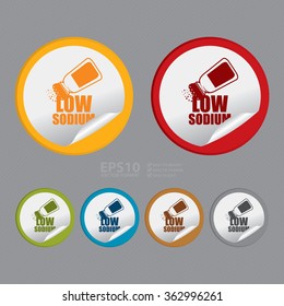 Vector : Circle Low Sodium Product Label, Infographics Flat Icon, Peeling Sticker, Sign 