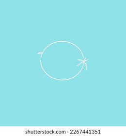 vector circle made from surfboard and palm tree on blue background