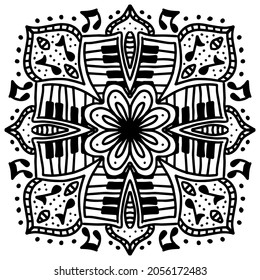 Vector circle of mandala with music ornament pattern.