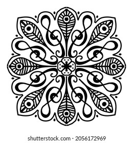 Vektorkreis der Mandala mit musikalischem Ornament-Muster.