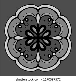 Vector circle mandala ornament.Symmetrical abstract filigree pattern in black and white.Elegant,simple,stylish.Great design for wrapping paper design,textile,tile,backdrop,web,label,stickers,decor