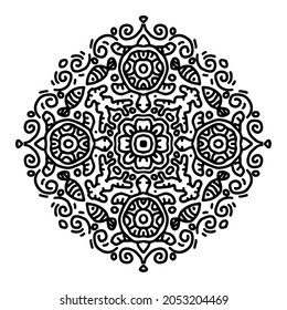 Vector circle of mandala with turtle and fish ornament pattern.