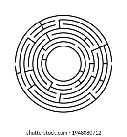 Vector circle maze isolated on white background. Education logic game labyrinth for kids.