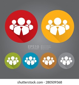 Vector : Circle Member, Group of Businessman Long Shadow Style Icon, Label, Sticker, Sign or Banner