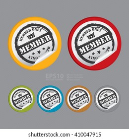 Vector : Circle Member Only - Product Label, Campaign Promotion Infographics Flat Icon, Peeling Sticker, Sign