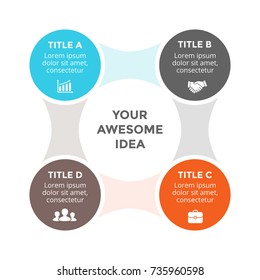 Vector circle metaball infographic, cycle diagram, graph, presentation chart. Business infographics concept with 4 options, parts, steps, processes.