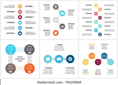 Vector circle metaball timeline infographic, cycle diagram, triangle graph, presentation chart. Business infographics concept with 3, 4, 5, 6, 8 options, parts, steps, processes.